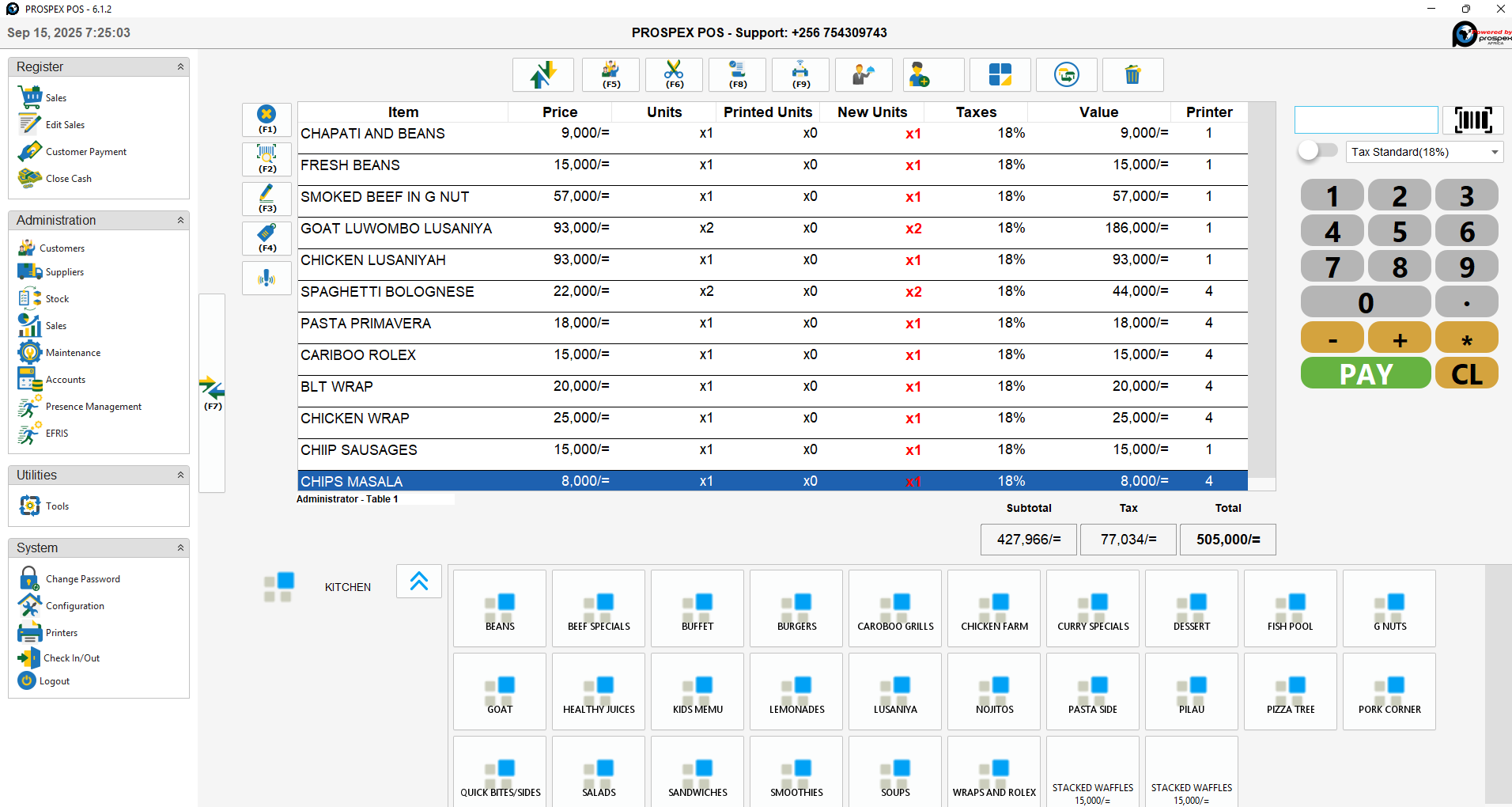 4 RESTAURANT BILLING SCREEN